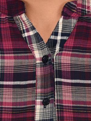 button detail plaid tunic - 15621205 - Standard Image - 4