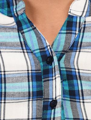 button detail glen plaid tunic - 15621206 - Standard Image - 4