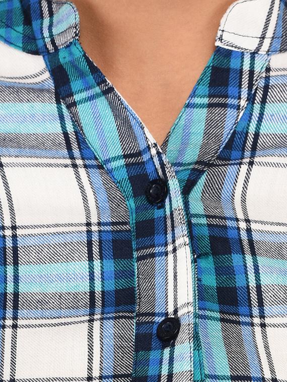 button detail glen plaid tunic - 15621206 - Zoom Image - 4