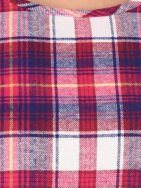 round neck checkered tunic - 15621207 - Zoom Image - 4