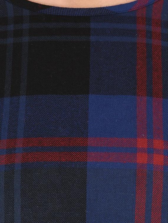 round neck plaid tunic - 15621208 - Zoom Image - 4