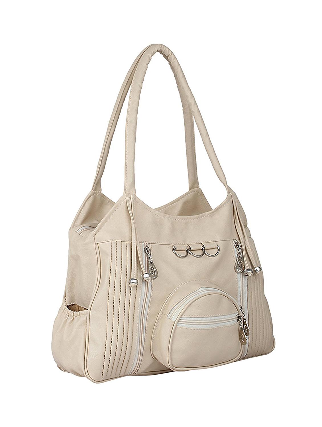 beige leatherette (pu) regular handbag - 15621248 - Zoom Image - 4
