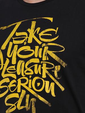 black cotton chest print t-shirt - 15621442 - Standard Image - 4