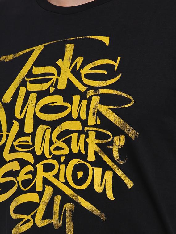 black cotton chest print t-shirt - 15621442 - Zoom Image - 4