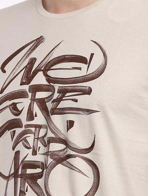 beige cotton chest print t-shirt - 15621448 - Standard Image - 4
