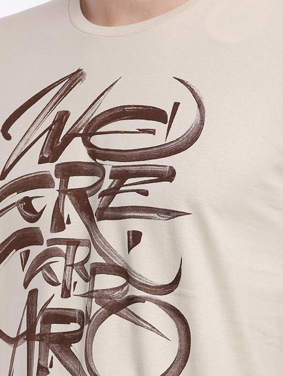 beige cotton chest print t-shirt - 15621448 - Zoom Image - 4