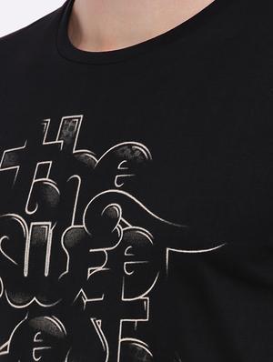 black cotton chest print t-shirt - 15621449 - Standard Image - 4