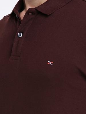 brown solid polo t-shirt - 15621450 - Standard Image - 4