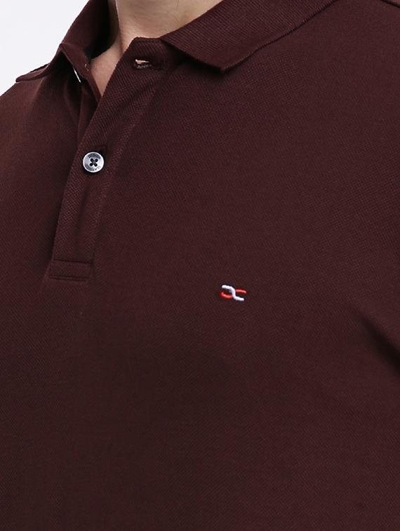 brown solid polo t-shirt - 15621450 - Zoom Image - 4