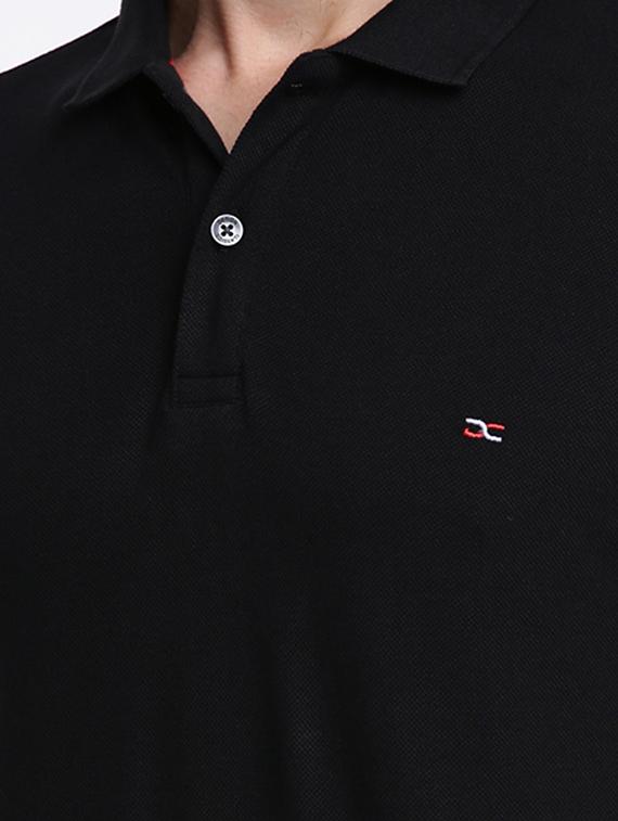 black cotton polo t-shirt - 15621457 - Zoom Image - 4