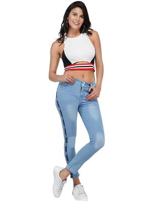 side tape detail stone wash jeans - 15621469 - Standard Image - 4