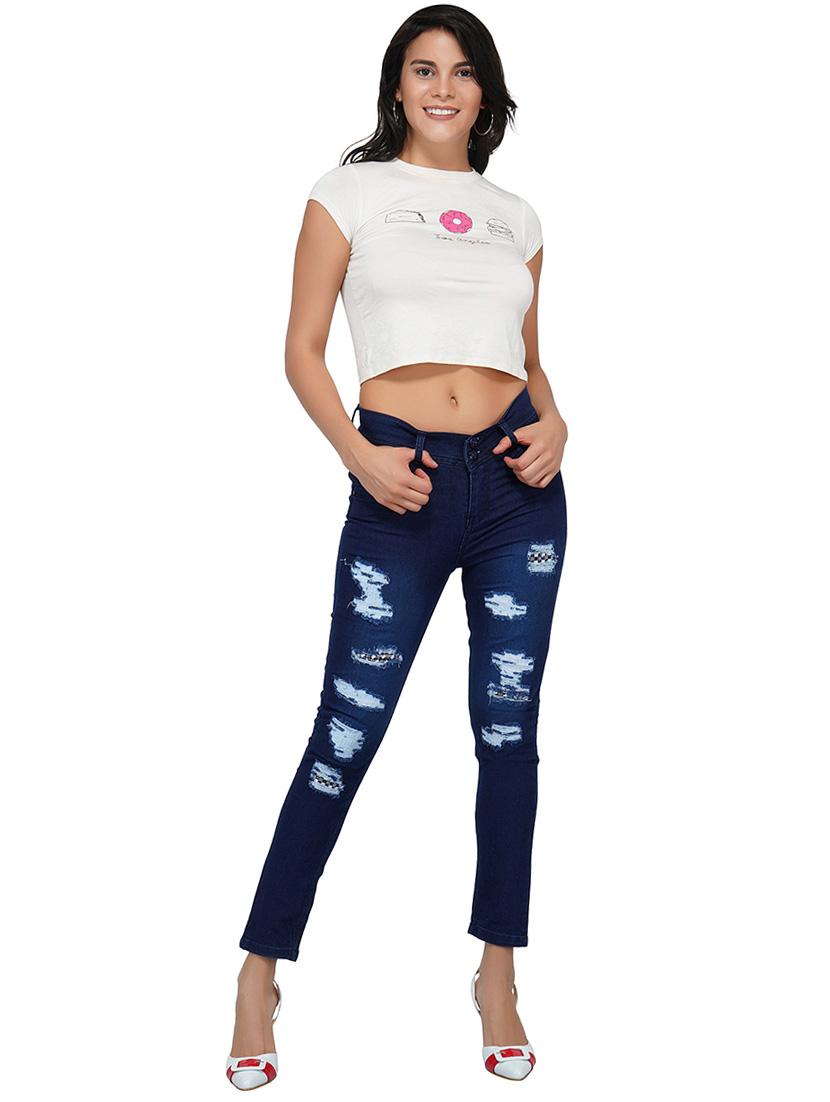 ankle length distressed jeans - 15621473 - Zoom Image - 4