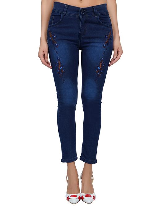 embroidered detail mid rise jeans - 15621475 - Standard Image - 1