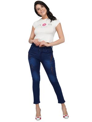embroidered detail mid rise jeans - 15621475 - Standard Image - 4