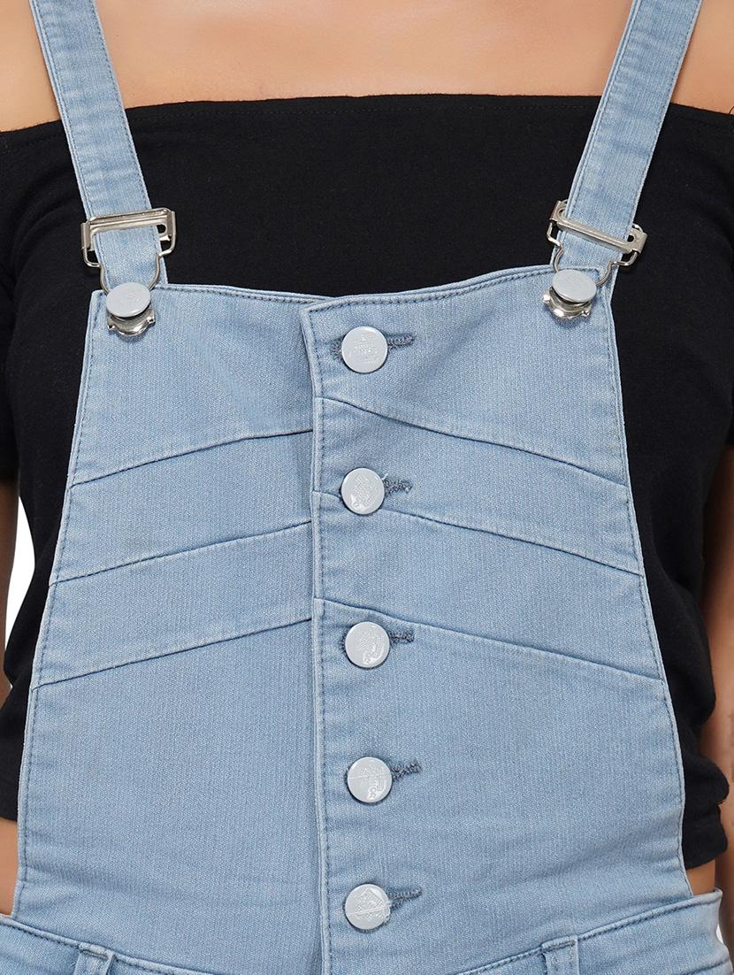 button detail distress dungaree - 15621480 - Zoom Image - 4
