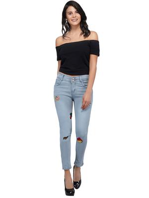 graphic patch mid rise jeans - 15621481 - Standard Image - 4