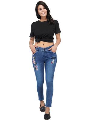 embroidered detail mid rise jeans - 15621489 - Standard Image - 4