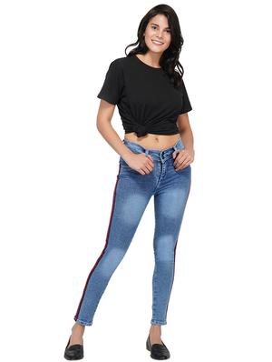 side tape detail ankle length jeans - 15621493 - Standard Image - 4