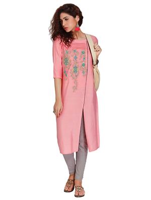 Embroidered slit a-line kurta - 15621805 - Standard Image - 4