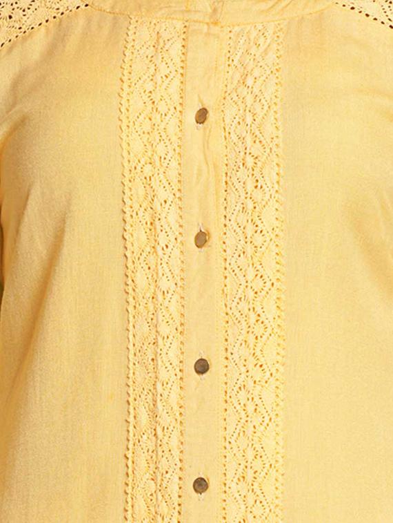 Straight solid lace kurta - 15621815 - Zoom Image - 4