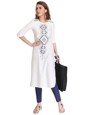Straight embroiderede kurta - 15621822 - Standard Image - 4