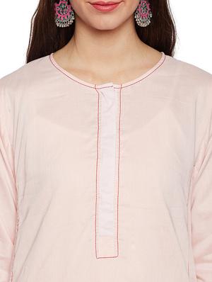 Baby pink a-line solid kurta - 15622372 - Standard Image - 4