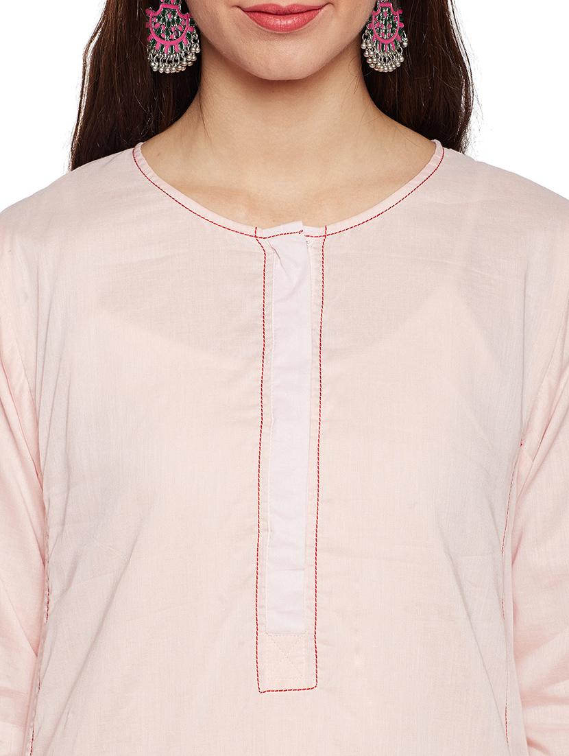 Baby pink a-line solid kurta - 15622372 - Zoom Image - 4