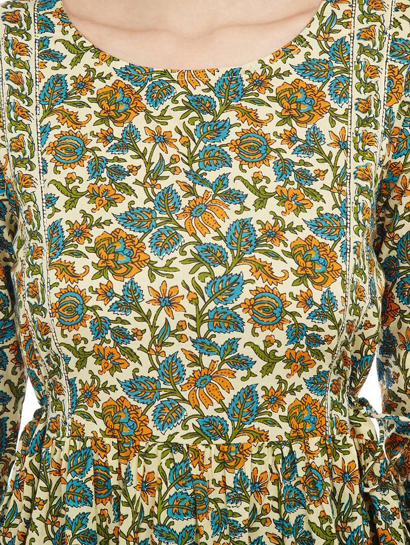 A-line printed kurta with tassels - 15622381 - Zoom Image - 4
