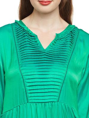 Tiered art silk bell sleeves kurta - 15622385 - Standard Image - 4