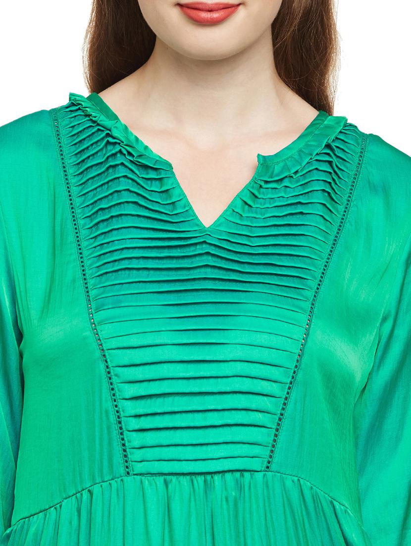 Tiered art silk bell sleeves kurta - 15622385 - Zoom Image - 4