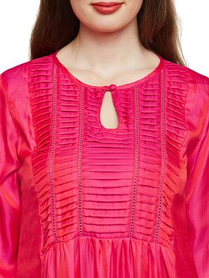 Art silk a-line pintucks kurta - 15622386 - Standard Image - 4
