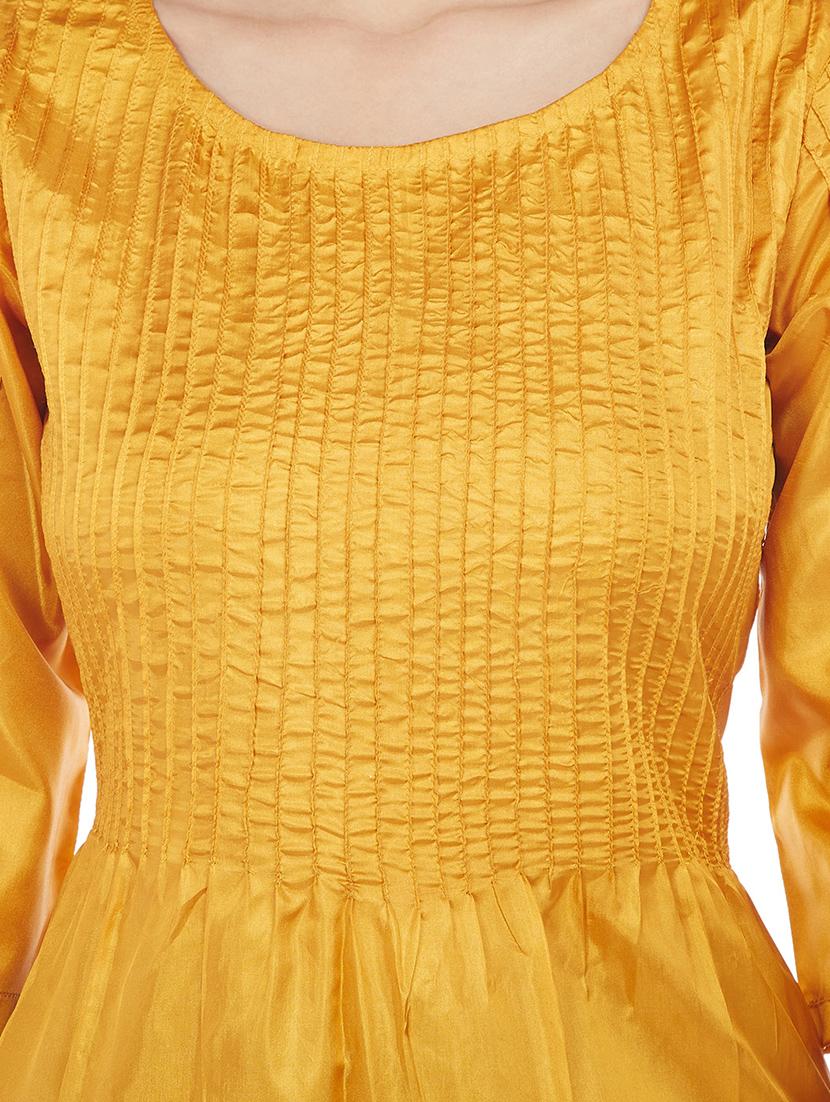 Pintucks art silk straight kurta - 15622388 - Zoom Image - 4