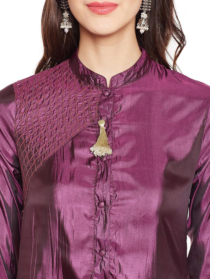 Art silk straight Solid kurta - 15622390 - Zoom Image - 4