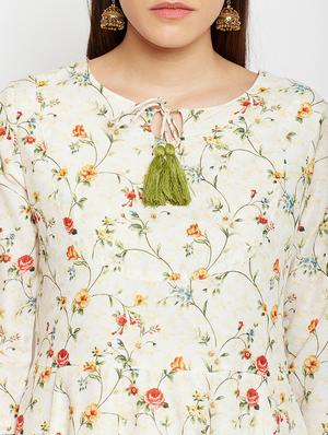 Flared printed kurta with tassels - 15622414 - Standard Image - 4