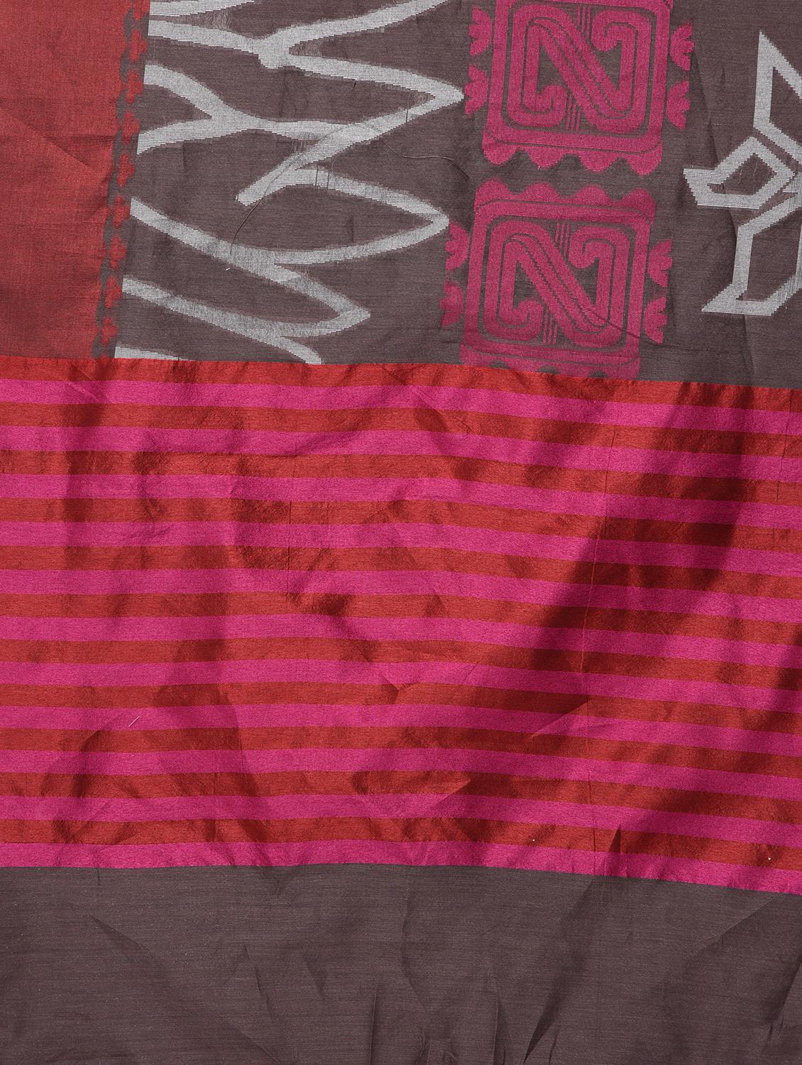 floral motif woven saree with blouse - 15622852 - Zoom Image - 4