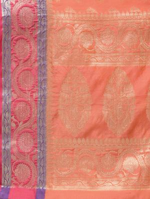 floral zari border banarasi saree with blouse - 15622862 - Standard Image - 4