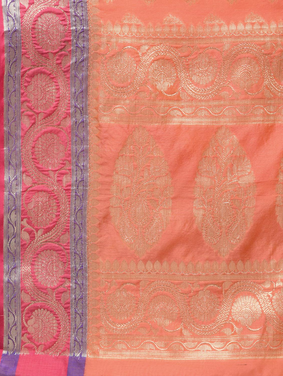 floral zari border banarasi saree with blouse - 15622862 - Zoom Image - 4