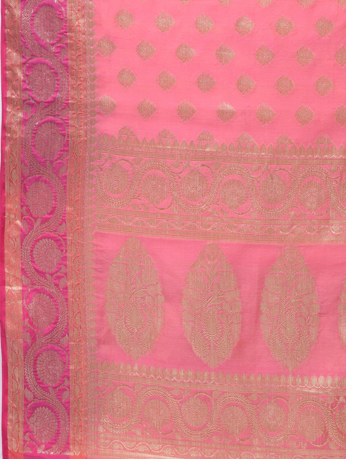 floral zari border banarasi saree with blouse - 15622863 - Zoom Image - 4