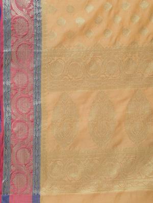 floral zari border banarasi saree with blouse - 15622864 - Standard Image - 4
