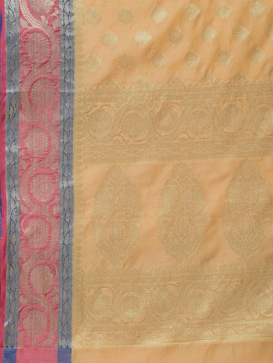 floral zari border banarasi saree with blouse - 15622864 - Zoom Image - 4
