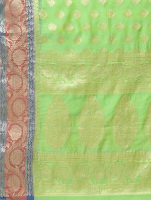 floral zari border banarasi saree with blouse - 15622865 - Standard Image - 4