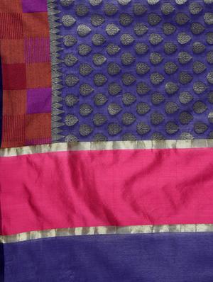 checkered border banarasi saree with blouse - 15622878 - Standard Image - 4