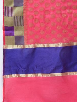 checkered border banarasi saree with blouse - 15622879 - Standard Image - 4