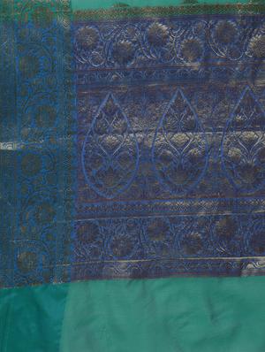 floral zari border banarasi saree with blouse - 15622882 - Standard Image - 4