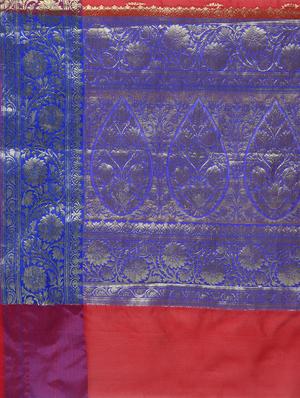 floral zari border banarasi saree with blouse - 15622883 - Standard Image - 4