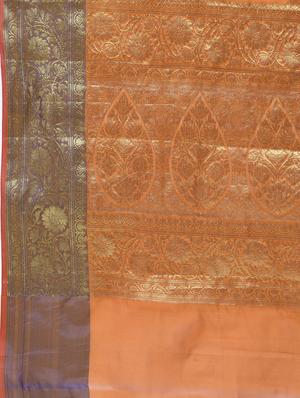 floral zari border banarasi saree with blouse - 15622884 - Standard Image - 4