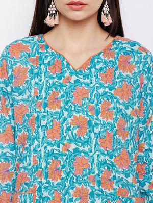 Pintucks printed kurta with palazzo set - 15623539 - Standard Image - 4