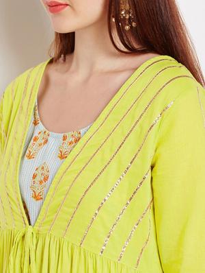 Gota patti tiered kurta with pant set - 15623541 - Standard Image - 4