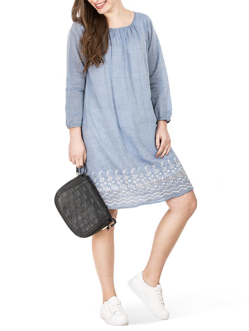 gathered neck schiffli a-line dress - 15623865 - Zoom Image - 4