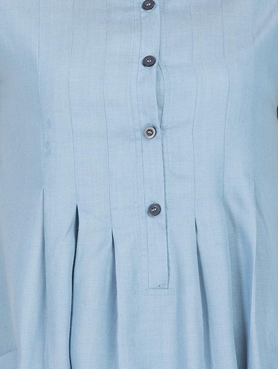 pleated button detail a-line dress - 15623866 - Zoom Image - 4